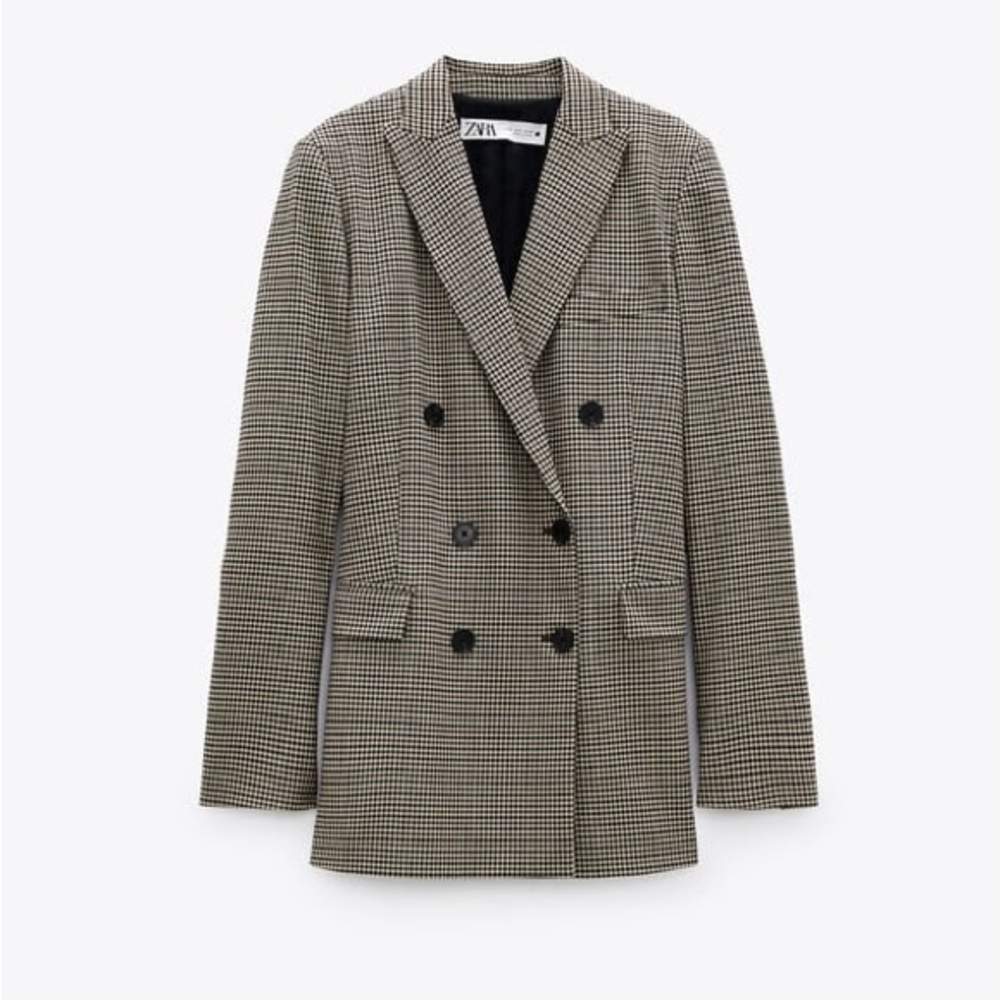 Black and brown plaid blazer
